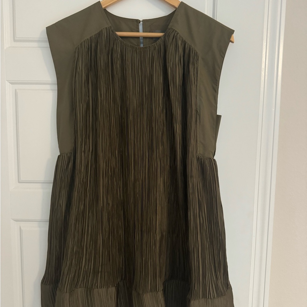 Anthropologie Elegant Olive Green Sleeveless Dress